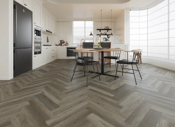 Alva French Grey 5.2mm LVT Click Herringbone Flooring (SPC Core)- 1.905 m2