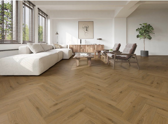 Alva Harvest Oak 5.2mm LVT Click Herringbone Flooring (SPC Core) - 1.905 m2
