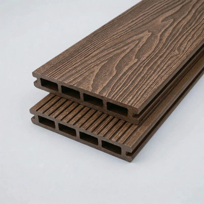 3.6m Woodgrain Effect Reversible Composite Decking Board - Dark Brown ...