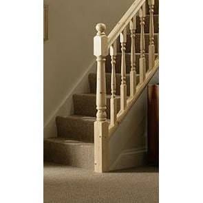 Cheshire Mouldings Benchmark Pine Edwardian 90mm One Piece Newel 1.5m including Ball Cap